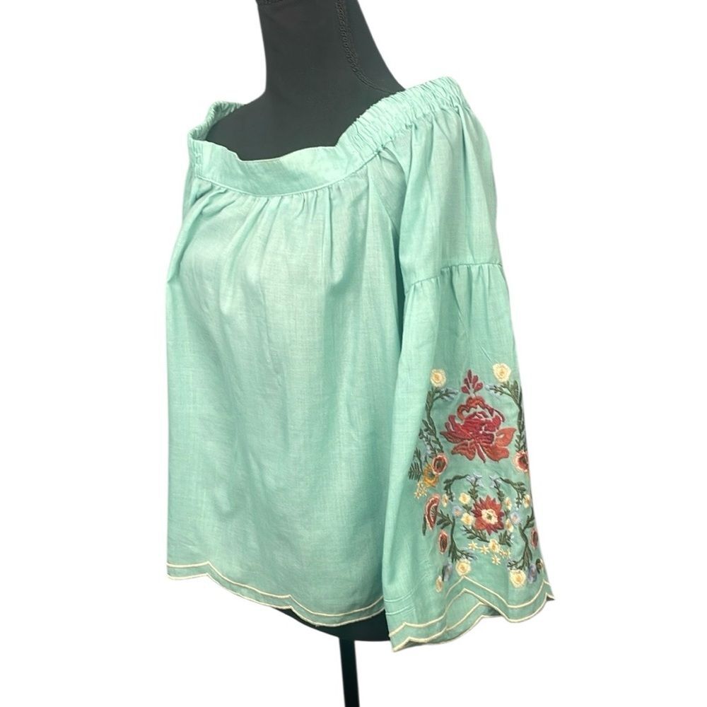 Umgee off shoulder embroidered floral blouse top beach boho cottage granny